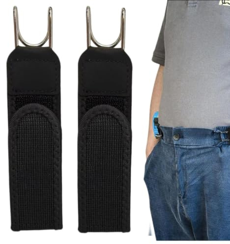 Erconsso 2 delar metallkrok elastiskt bälte, inga bältesspännen för män kvinnor, osynliga stretchbälten för män, jeans, arbete, avslappnad, affärer, hem, resor, pendling, utomhusvandring