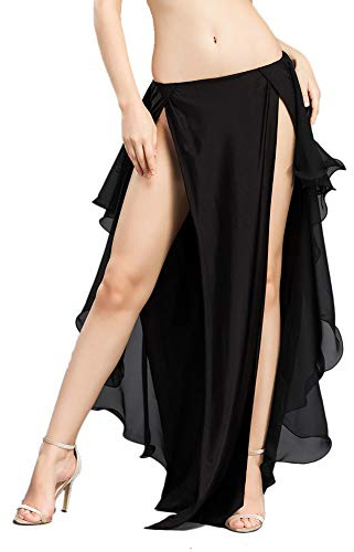 ROYAL SMEELA Belly Dance Costume for Women Black Chiffon Fairy Belly Dance Skirt, One Size, Black Dance Dress, 6 Colors