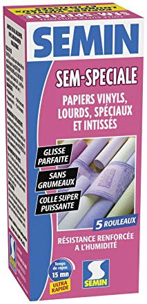 Semin A02608 Sem-Spéciale, Colle en Poudre pour Papiers Peints, Vinyls, Lourds, Spéciaux et Intissés, Intérieur, Boite 200 g