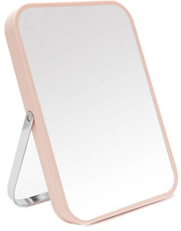 YEAKE Tisch-/Schreibtisch-Make-up-Spiegel, 20,3 cm, tragbarer Klappspiegel mit Metallständer, um 90 ° verstellbar, Tavel-Make-up-Spiegel, hängend, Badezimmer für Dusche, Rasur (Rosa)