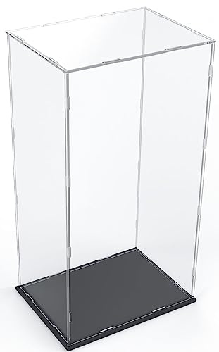 DuvinDD Acrylic Display Case for Large Collectibles, 29 inch Tall Clear Display Box for Lego NASA Artemis 10341 42221, for Bearbrick 1000% Doll, Dustproof Protective Showcase with Black Base