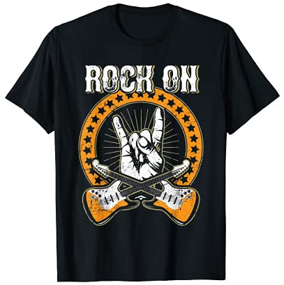 Rock on avec main rock, fourchette de frites Inscription Rock T-Shirt