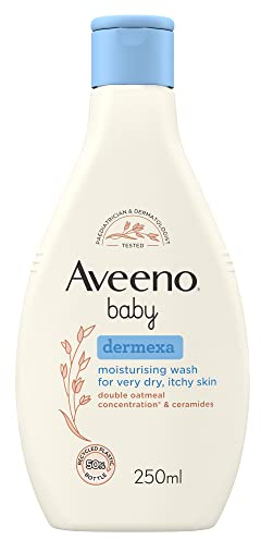 Aveeno Baby Dermexa Moisturising Wash (1x 250ml), Soothing Unscented and Soap-Free Baby Body Wash Developed to Gently Cleanse Delicate Skin, for Babies with Very Dry, Itchy Skin and Prone to Eczema