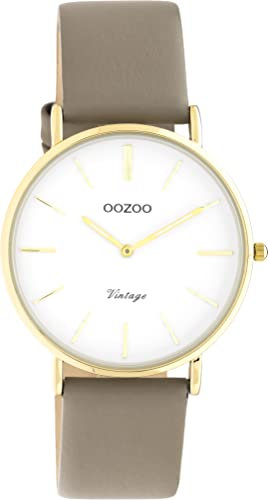 Oozoo Vintage Damen Uhr - Armbanduhr Damen mit 18mm Lederarmband - Analog Damenuhr in rund C20221
