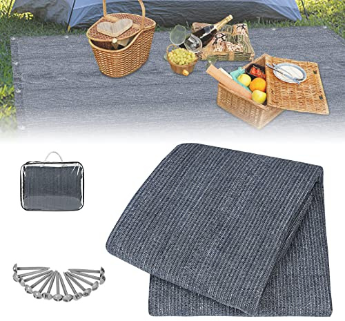 YARDIN Tappeto per tenda da campeggio, 250 x 400 cm, lavabile in lavatrice, antiscivolo, antimuffa, per camper, attività all'aperto, con borsa per il trasporto