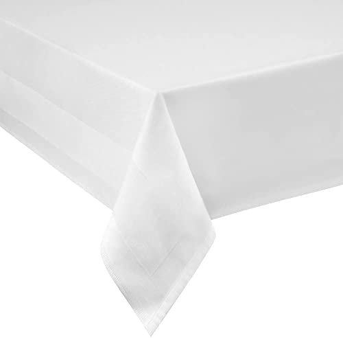 texpot Tischdecke 140 x 440 cm Baumwolle Tafeltuch Tischtuch glänzend weiß