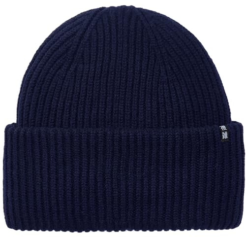 Enter the Complex® Oversize Beanie Mütze, Damen und Herren, Made in Italy, 100% feinste Merinowolle, Gerippt, Navy