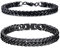 GoPaw 2 Stück Herren Armband Panzerkette, Edelstahl Herren Armband Schwarz Silber Panzerkette Armbänder Hip Hop Jewelry Cuban Link Chain Armbänder für Männer Jungs (Schwarz-19cm)