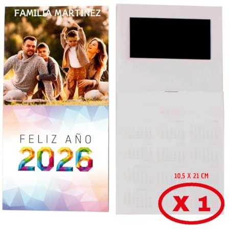 Calendario 2026 Personalizado con Imagen/Logo con Imán. Calendario Magnético con Faldilla. Incluye Festivos y Santoral. Packs de 1,5,10,20. Regalo para Clientes, Empresas (1, 10x10)