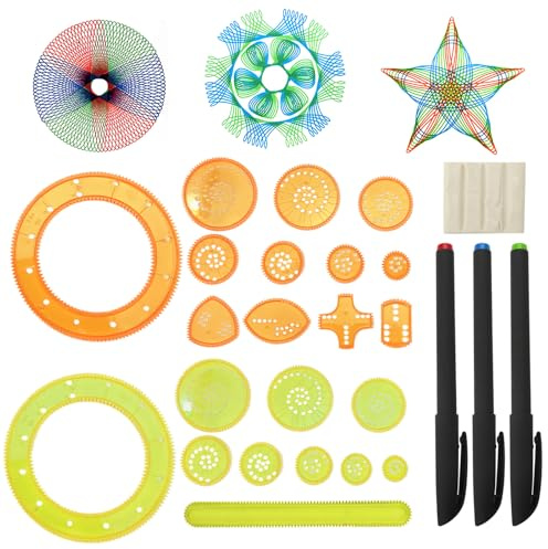 ZMDMAH Spirograph, Juego de Espiral, 28 Piezas Juego de Regla de Dibujo de Engranajes, Espirografo Niñosa, Juego Creativo de Mandalas,Spirograph Deluxe Set, Juegos para Pintar Niños y Adultos