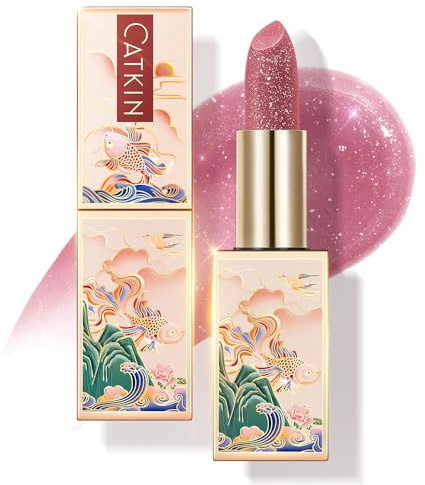 CATKIN Moonlight Lip Balm, Natural Glitter Tinted Lip Balm, Chapstick Lip Balms with Vitamin E for 8h Moisture for Dry Cracked Lips, 3.5g
