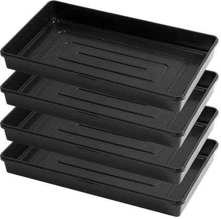 Pullmer Kunststoffwanne, Pflanzschale groß, Auffangwanne, Plastikwanne flach, 55,5x31,5x6,5 cm, 4 Stück, Pflanzenwanne Kunststoff, Anzuchtschalen