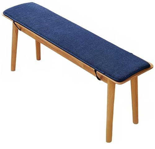 Coussin Banc Antidérapant Velours Côtelé pour Rebord Fenêtre Terrasse, Tapis de Banc Avec Lacets Coussin Sur Banquette, Rembourrage Épais Doux pour Club Bar Jardin Restaurant Maison(Dark blue,30 x 150