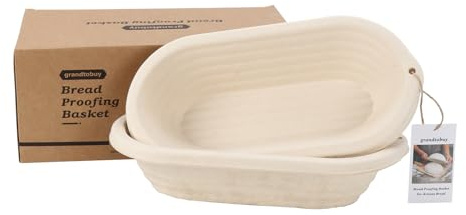 2x 12inch Oval Pulp Bread Proofing Basket Sourdough Banneton Bortform Proving Basket with Linen Liner Cloth Cover Bread Baking Supply For Professional and Homemade Artisan Bread