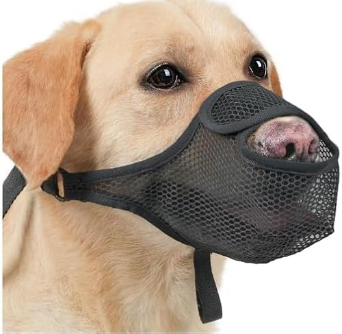 ZYEKIU Muselière pour Chien Empêche de Mâcher/Manger/Mordre - Couvre Muselière Respirante, Muselières pour Chiens Réfléchissante et Ajustable - Anti Morsure (XL, Noir)