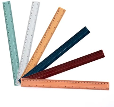 Pack de 6 reglas de plástico, 30 cm, 6 colores diferentes, flexibles, de precisión, para escuela, oficina, hogar (12 pulgadas) (Color Oscuro)