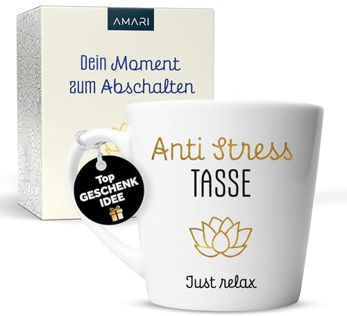 Amari ® Anti-Stress Tasse – Geschenk für die beste Freundin – Lustiger Kaffeebecher & Teetasse – Dankeschön Freundin Geschenkidee
