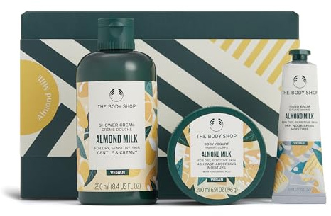 The Body Shop Almond Milk Gift Set - 3 Piece Set, Shower Cream, Body Yogurt, Hand Balm,Vegan