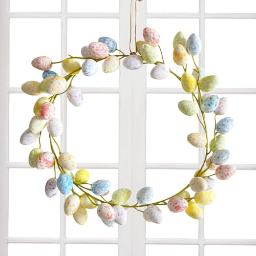 Corona di Pasqua per porta - Colorata primavera 36 centimetri - Corona artificiale pasquale per esterni | per interni esterni finestra parete giardino patio ristorante