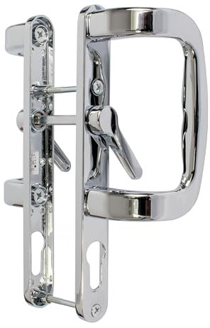Trojan Sparta 92PZ XL Polished Chrome sliding patio door handles with inline locking lever, and PVD durable finish.