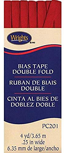 Wright Products Wrights Double Fold Bias Tape 1/4 X4yd, Red