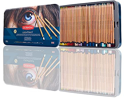 Derwent Lightfast-färgpennor, Set Med 72 Pennor I En Ask, Färgpennor Med Runt Tåligt Stift Som Är 4mm, Krämig Textur, Perfekt För Att Teckna, Rita Och Färglägga, Professionell Kvalitet, 2302722