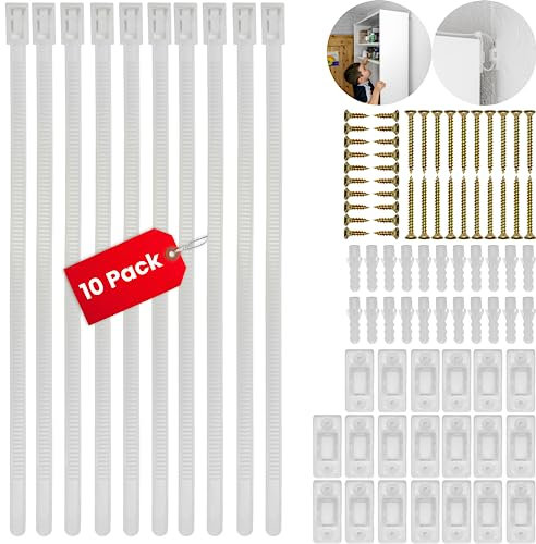 Kippsicherung für Regale, Kommoden und Schränke, 10 Pack, zum Schrauben, einfach zu aktivieren/deaktivieren, Schutz für Kleinkinder und Haustiere, Set mit Befestigungsmitteln, Kippschutz für Möbel