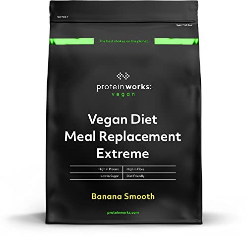 Protein Works - Vegan Diet Meal Replacement Extreme | Plant Based Meal Replacement Shake | Added Vitamins | Aids Weight Loss | 16 Servings | Banana Smooth | 1kg