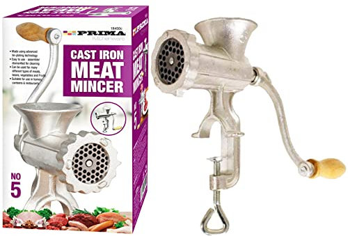 NTI No.5 Professional Prima | Traditional CAST Iron Meat Mincer | Manual Grinder Heavy Duty | Beef | Chicken | Sausage | Mince Maker Stuffer Kitchen Shops Restaurants CANTEENS UK Free P&P, Silver