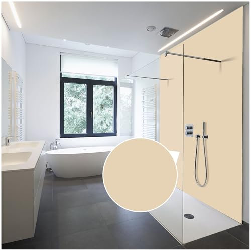 WALLando Premium Duschrückwand, individueller Größenzuschnitt – Einfach zu montierende Wandverkleidung für Dusche & Bad – Hochwertige PVC-Duschwand, einfarbig & seidenmatt – Beige Creme
