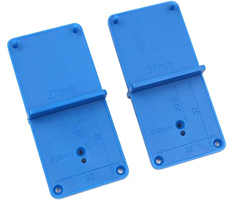 Shiwaki 2 pcs Door Cabinet Assembly Tools 35/40mm Hinge Drilling Hole Locator Guide Woodworking Punch Drill Bit Hole Door Opener Template DIY Cabinets Blue