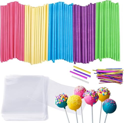 aghoer Cake Pop Stiel 300 Stück 15 cm Bunt Pop Sticks
