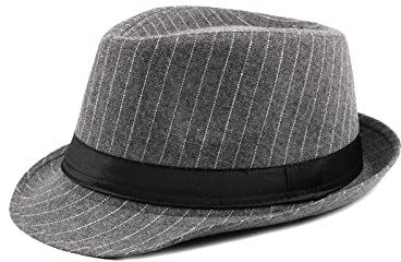 Nanwansu Unisex Classic Manhattan Structured Gangster Trilby Fedora Hat Grey