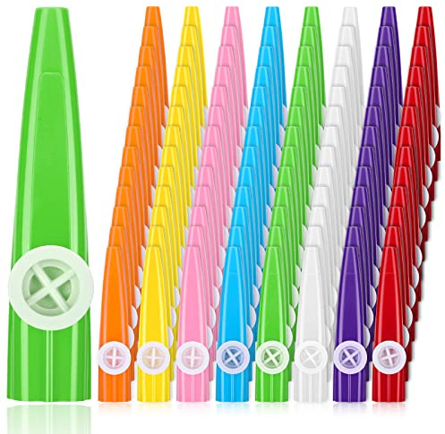 Treela 104 Pcs Kazoos Bulk Plastic Kazoos for Adults Kids Classroom Exchange Gifts Musical Instruments Party Favors Gifts for Music Band, 8 Colors