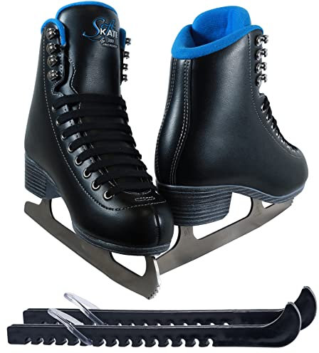 Jackson Classic JC380 Black Figure Schlittschuhe für Damen, Größe 42 – Bündel mit Skateschützern