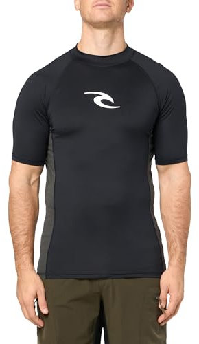 Rip Curl Herren Waves UPF 50 Performance Short Sleeve Rashguard Rash-Guard-Shirt, Schwarzer Kern, M