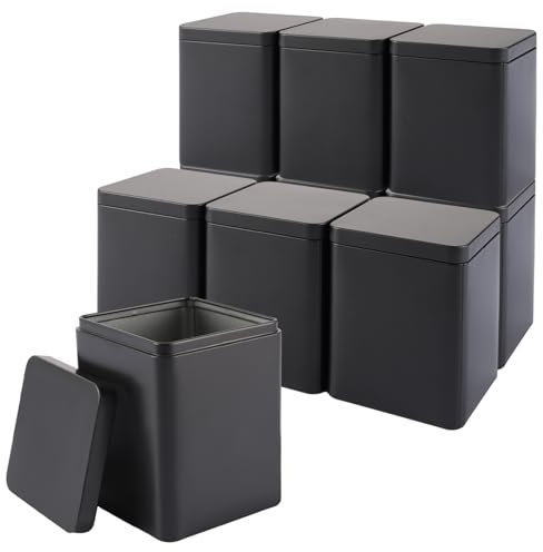 MUXHEL Lot de 10 boîtes à thé classiques pour thé en vrac, étanches aux arômes, en métal, pour 90 g chacune, Earl Grey, 8 x 8 x 11cm, idéales comme boîte à farine, riz ou biscuits