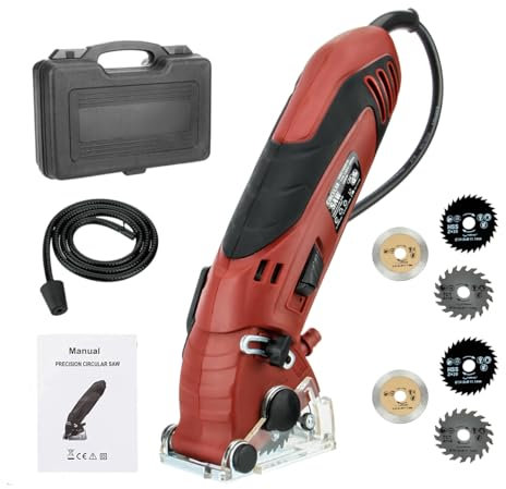 Mini Circular Saw Set, 400W High Power Compact Saw for Drywall, Tile, Metal, Wood, with 6 Blades & Tool Box