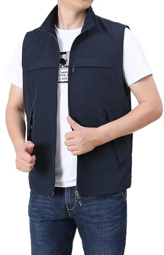 CUTeFiorino Gilet d'été pour homme avec poches - Séchage rapide - Léger - Multifonction - Sans manches - Pour la chasse, le camping, la photographie, la randonnée