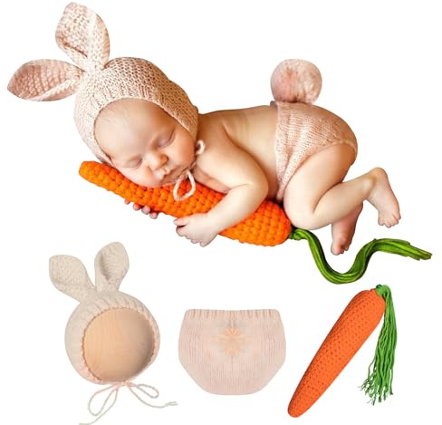 KHC-KHF Newborn Photography Costume Rabbit Outfit Baby Bunny Photoshoot Prop Outfits Bunny Crochet Costume Easter