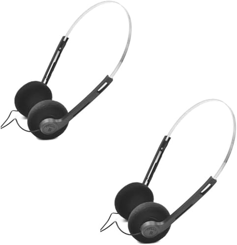 LNYMZD Cuffie sovrauricolari in stile vintage, leggere, leggere, Hi-Fi, per la maggior parte dei telefoni cellulari, 2 pezzi, colore: nero