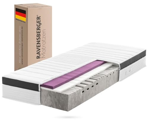 RAVENSBERGER STRUKTURA-MED® 60 | 7-Zonen-HR-Premium-Kaltschaummatratze | H4 RG 60 (ab 120 kg) | Made IN Germany | Baumwoll-Doppeltuch-Bezug | 140 x 200 cm