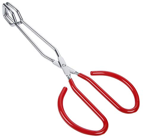 MSY BIGSUNNY Stainless Steel Scissor Tongs Heavy Duty Cooking Tongs with Soft Handles (1, red 10)