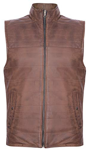 Infinity Leather Gilet Matelassé en Fourrure Matelassée en Cuir Réversible en Cuir Marron Noir