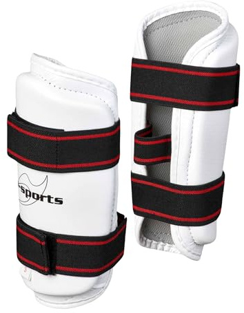 Ju-Sports Unterarmschutz PU - weiß I Gepolsterte Armschoner für Taekwondo & als Kampfsport Schutz I Mit atmungsaktivem Meshfutter & fixierendem Band I Größe XS