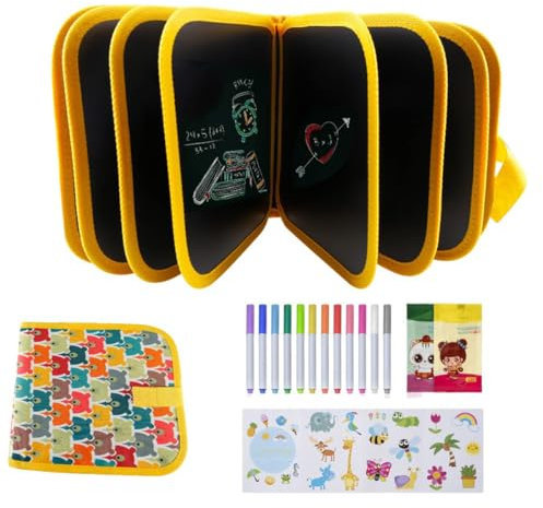 Erasable Doodle Books, Double-Sided Kids' Drawing Writing Boards with 12 Coloring Pens, Portable Early Learning Drawing Pad Travel Toys Birthday Gifts for 3-8 Year Old Boys Girls