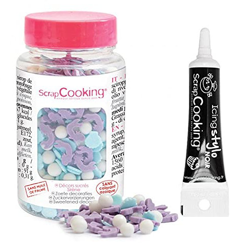 Décors sucrés Sirène + Stylo de glaçage noir