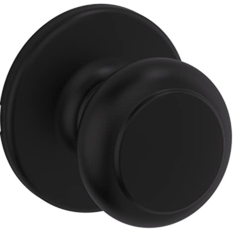 Kwikset Cove Interior Passage Door Knob, Handle For Closet and Hallway Doors, Non-Locking Doorknob, Matte Black