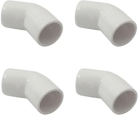 Piutouyar 4 Stück 3/4 Zoll 45 Grad Ellenbogen PVC Rohrverschraubung, 2-Wege-Möbelqualität Rohrverbinder PVC Ellenbogen Fitting Rohr Eckverbinder für DIY Regal Garten Stützstruktur