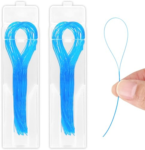 100 PCS Floss Threaders, Deep Clean Dental Floss Threader for Braces, Bridges and Implants Multifunctional Floss Aids, Nylon Loop Design (Pack of 2, Blue)
